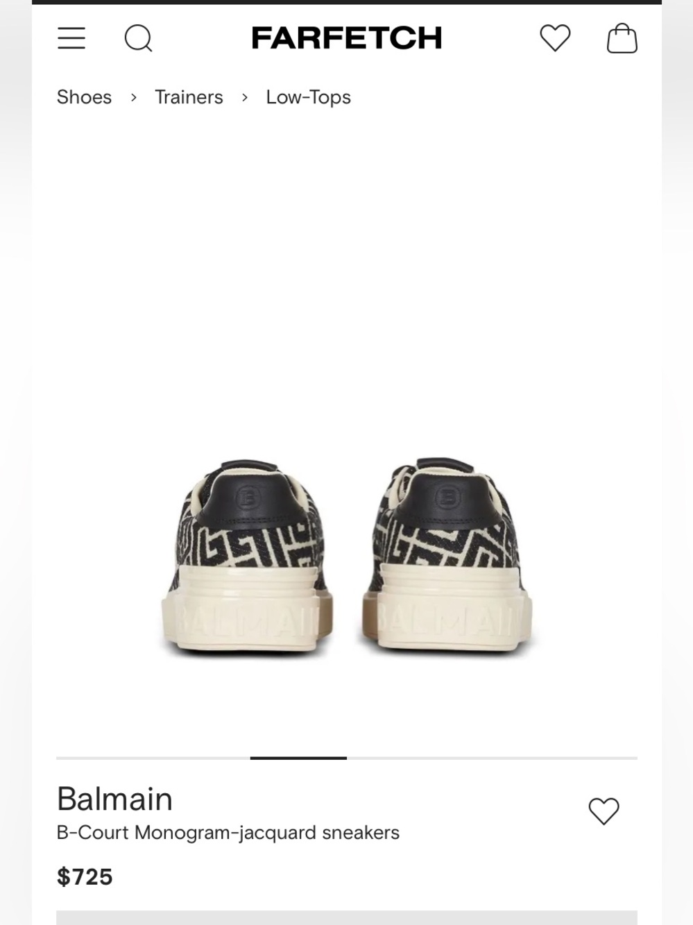 Balmain B-Court Monogram Jacquard Low-Top Sneakers in Black & Cream / Ivory 39 - Picture 3 of 14